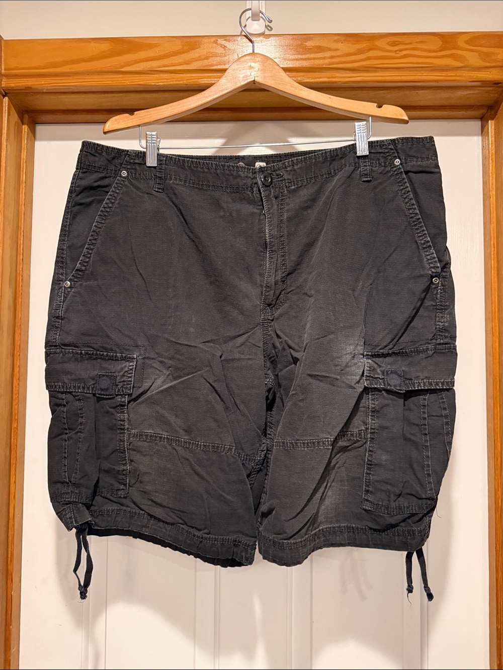 OP Men's Charcoal Black Cargo Shorts with Drawcord Hems